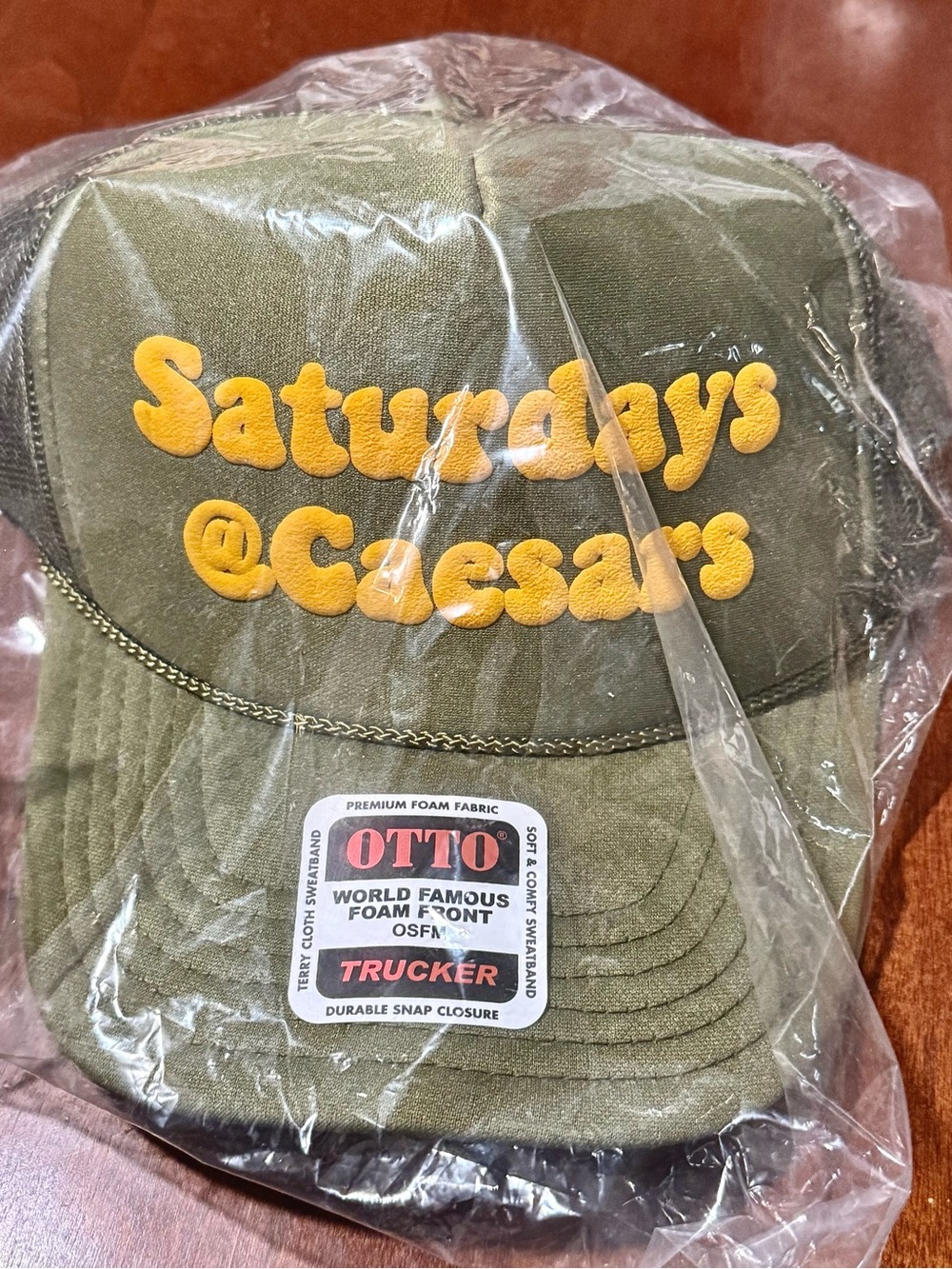 Saturdays @Caesars Pool Party Styled Olive Trucker Hat Snap Back NWT